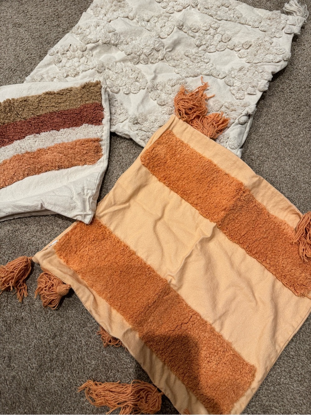Neutral and Burnt Orange Decorative Throw Pillow Covers - Home Accents